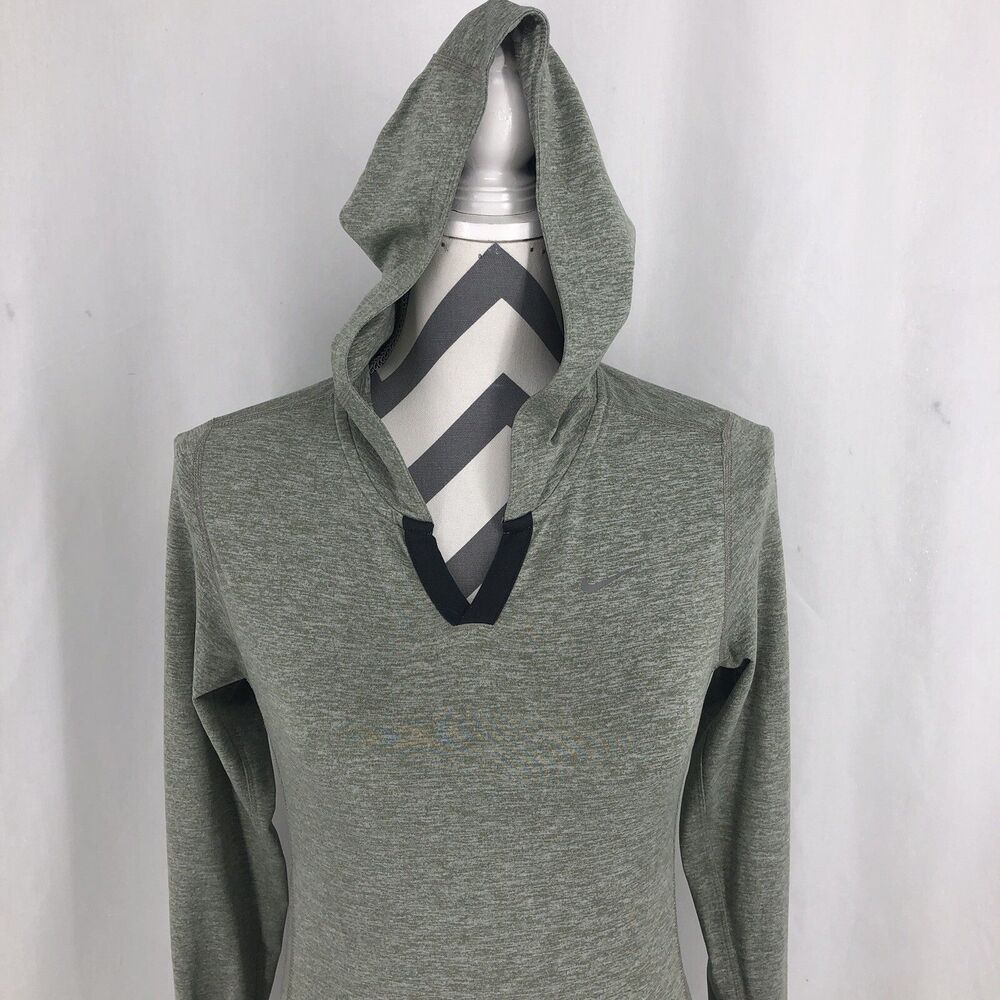 Nike Dri-Fit Element Sage Green 545894 Running Hoodie Thumbholes Mittens XS